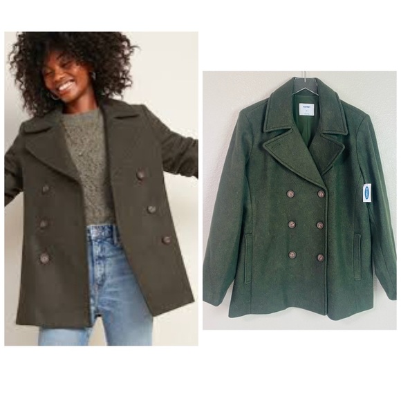Old Navy Heather Green Soft Brushed Pea Coat Size XL - Picture 1 of 7
